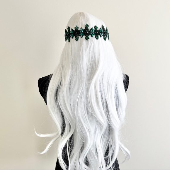Deepa Gurnani Accessories - Vintage Luxe Handmade Deepa Gurnani renaissance fair Rhinestone Headband green